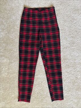 Time and Tru Red and Black Plaid Kids Stretch Leggings